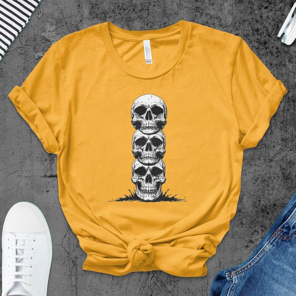 Stacked Skulls T-Shirt Gothic Tee